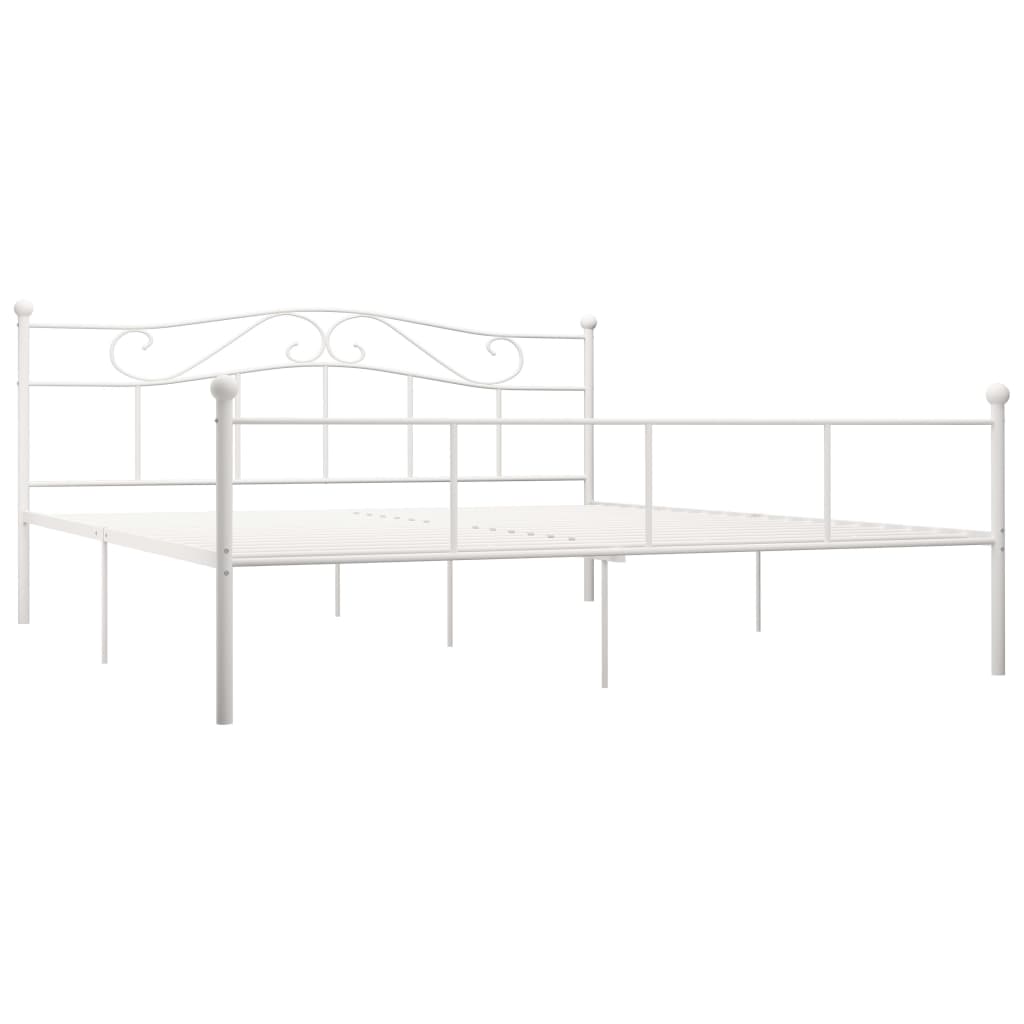 284521 vidaXL Bed Frame without Mattress White Metal 180x200 cm Super King